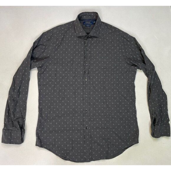 Polo Ralph Lauren Button Up Shirt Men Classic Fit Medium Gray Long Sleeve - Picture 1 of 5